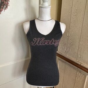Harley-Davidson Dark Gray Tank with Pink Rhinestone Script